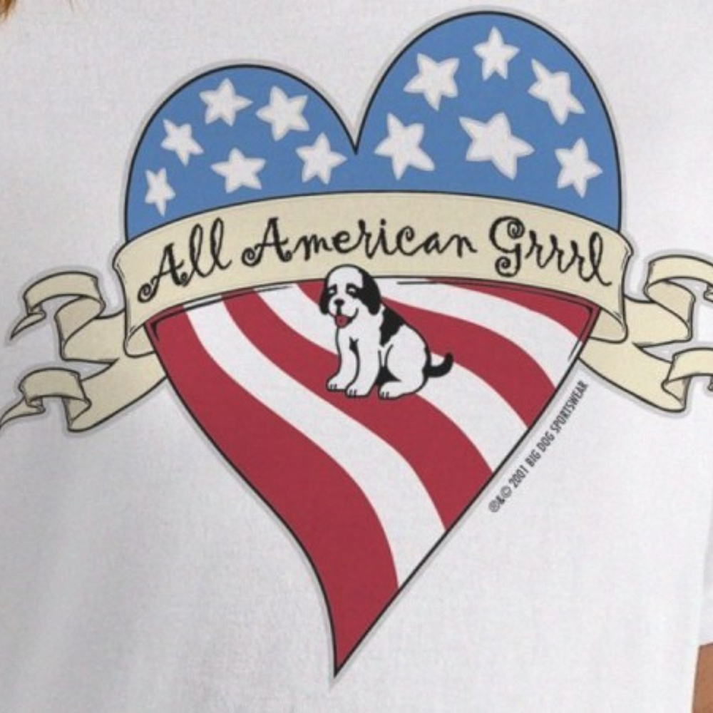 New Big Dog T Shirt All American Grrrl White 2X